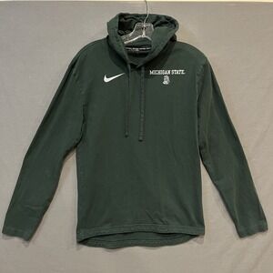 Michigan State Spartans Hooded Shirt Mens S Green Nike Sparty Go Green Go White